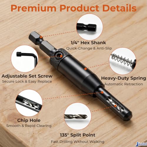 Upgraded Self-Centering Hinge Drill Bit, VIX Bit Set, High Speed Steel - color: Black, size: 3-Pc Set (5/64", 7/64", 9/64")