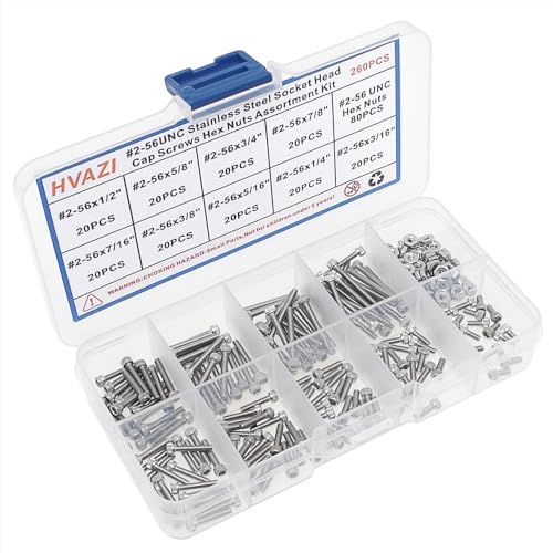 #2-56 UNC 304 Stainless Steel Knurled Hex Socket Cap Screw & Nut Kit - size: #2-56UNC