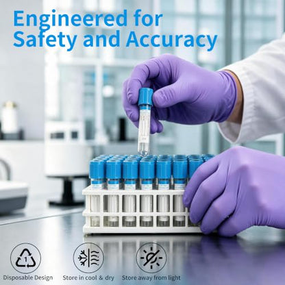 100 Pcs 3ml Plastic Tubes with Blue Caps for Laboratory Use - color: Blue-3ml-100