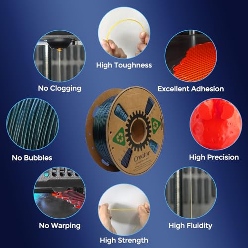 Creator High Speed PLA 3D Printer Filament 1.75mm+/- 0.02mm, Burnt Titanium Filament PLA for 500mm/s Fast Printing, Chameleon 3D Printing Filament 1kg Spool (Burnt Titanium) - color: Hs Pla Burnt Titanium
