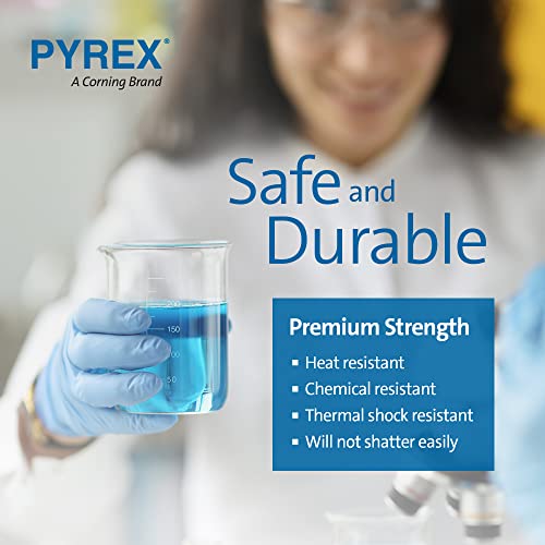 PYREX Griffin Borosilicate Glass Beaker - Low Form Graduated Measuring Beaker with Spout – Premium Scientific Glassware for Laboratories, Classrooms or Home Use - PYREX Chemistry Glassware, 2L, 2/Pk - size: 2 L