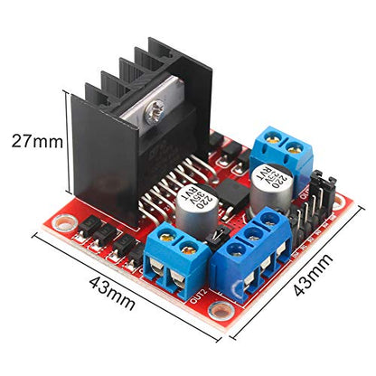 L298N Motor Drive Controller Board Stepper Motor Control Module Dual H-Bridge with DC Motor and Smart Car Wheel Compatible with Arduino