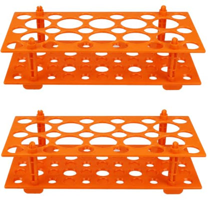 Centrifuge Tube Rack 2-Pack, 28-Well PP Holder for 10, 15 and 50 mL Tubes - color: Orange