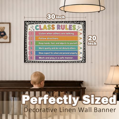 Composition Notebook Classroom Rules Poster Decor Canvas Banner - color: 00-Classroom Rules - Pencil Theme