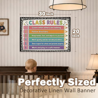 Composition Notebook Classroom Rules Poster Decor Canvas Banner - color: 00-Classroom Rules - Pencil Theme
