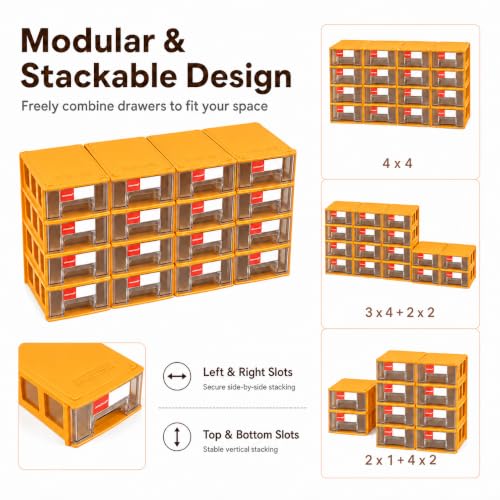 16 Pack Stackable Desk Organizer Drawers for Craft Storage Yellow - color: Yellow