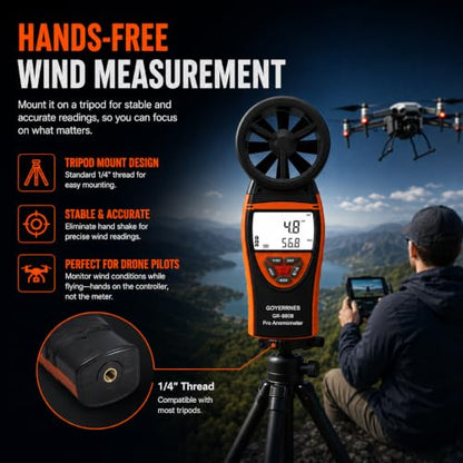 Handheld Anemometer, Wind Speed CFM Meter for HVAC & Outdoor