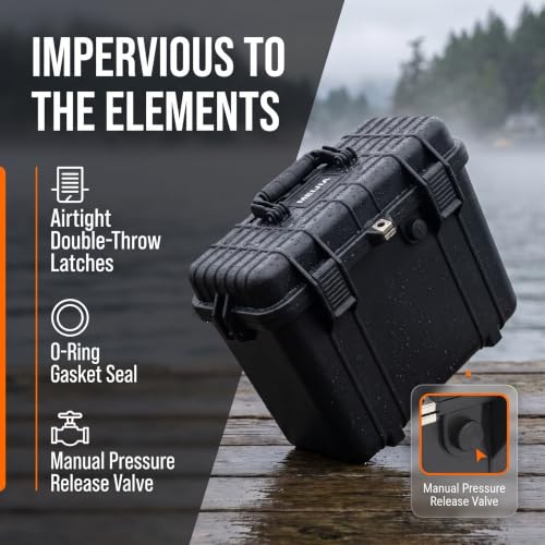 MEIJIA All Weather Waterproof Hard Camera Case With Customized Fit Foam Included, Elegant Black,Fit for Drones,camera,lens,16.26x8.66x13.39inches - size: 16.26" x 8.66" x 13.39"