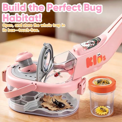 Bug Catcher for Kids with Light and Insect Habitat Outdoor Exploration Toys - color: Pink