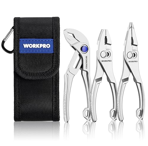 WORKPRO 3-Piece Mini Pliers Set with Pouch, Pocket Pliers, EDC Tool Gift - color: Silver