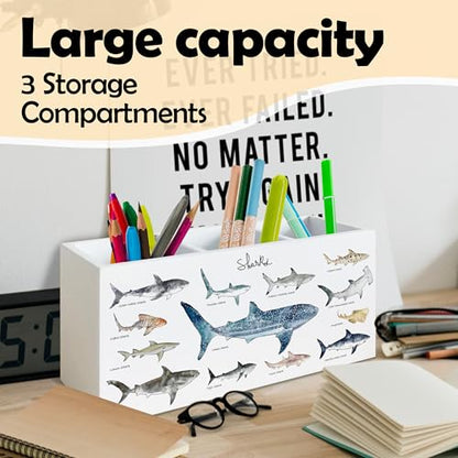 Shark Pen Pencil Holder Classroom Desk Decor, Whale Shark Gifts - color: Shark