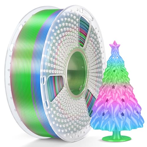 SUNLU Silk Rainbow PLA Filament, Multicolor Silk 3D Printer Filament 1.75mm +/- 0.02mm, Fast Color Change Each 8 Meters, 330 Meters, 1kg/2.2lbs, Silk Rainbow Filament(Cyan-Magenta-Blue) - color: Silk Rainbow 06