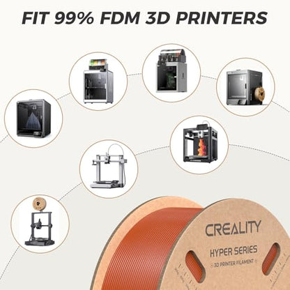 Official CREALITY Hyper PLA Filament 1.75mm, High Speed PLA 30-600mm/s Rapid 3D Printer Filament, Dimensional Accuracy +/-0.02mm, Fit Most FDM 3D Printers, 1KG(2.2lbs) Spool Burnt Orange - color: Burnt Orange