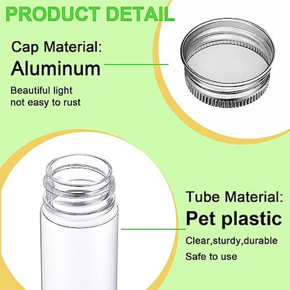 Xuhal 40 Pcs 30x185mm Clear Plastic Test Tubes with Caps for Candy Storage