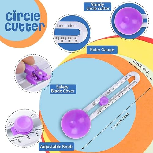 Circle Cutter, Circle Cutters for Paper Crafts, Cut Circle 4'' to 12.5'' - color: Purple