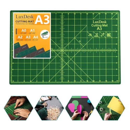 Self Healing Cutting Mat 12 x 18 in, A3 Double Sided 5-Ply Rotary Cutting Mat for Sewing, Quilting, Crafts and Fabric, Durable Craft Cutting Board with Grid for Scrapbooking and Hobby Projects