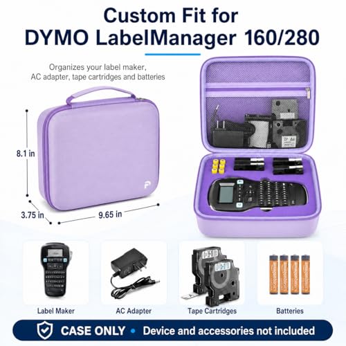 PAIYULE Label Maker Case for DYMO LabelManager 160/280, Purple - color: Purple
