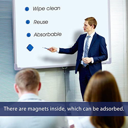 Favourde 48 Pack Magnetic Whiteboard Dry Erase Erasers for Classroom School - color: Blue