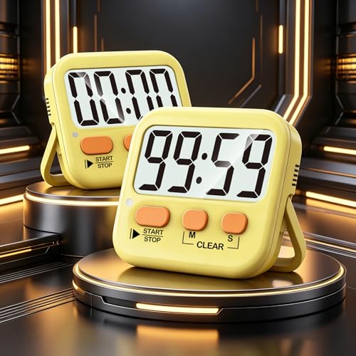 Antonki 2 Pack Digital Timer for Kids Classroom Kitchen Timers for Cooking - color: Yellow