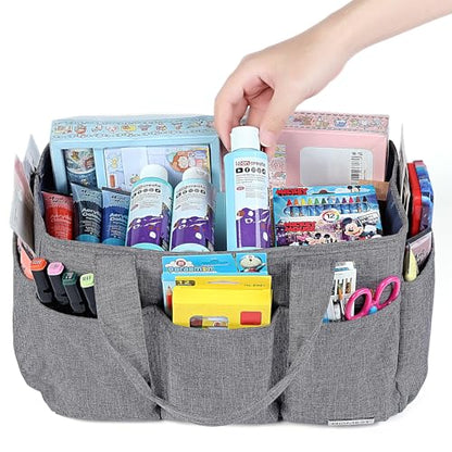 HOMEST Craft Organizer Tote Bag with Multiple Pockets - color: B-Grey