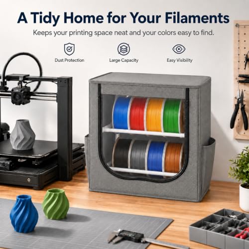 3D Printer Filament Storage Box, 2-Tier Spool Organizer for 12-16 Rolls