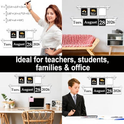 96 Cards Classroom Bulletin Board Decorations Set for Teachers,Flip Calendar with Holder for Classroom,Adjustable Calendar,Preschool Elementary Home Decor Supplies（Black and White） - style: Black and White