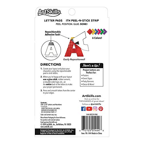 ArtSkills Poster Letters 2.5” Paper Letters for Poster Board Projects, Classroom Bulletin Boards, Sign Making Supplies, Holographic, 228 Pieces - color: Holographic, size: 2.5 in
