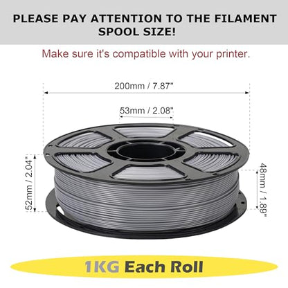 PLA Pro Filament Bundle 6KG, PLA+ 3D Printer Filament 1.75mm Kit - color: Plus Black+cement Grey+chocolate Brown+silvery Gray+light Grey+lvory White