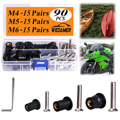 WEDAMER 45 Pairs M4 M5 M6 Neoprene Well Nuts Kit Rubber Well Nuts for Kayak - color: M4 M5 M6 each 15 Pairs