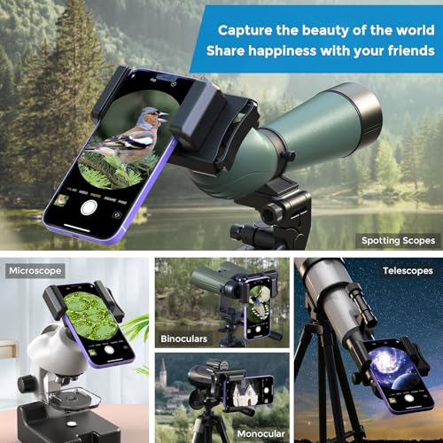 APEXEL 360° Universal Digiscoping Phone Adapter with Bluetooth Remote