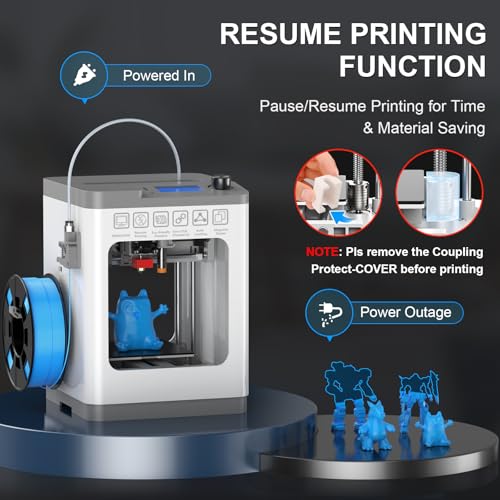 TINA2 3D Printer, HEPHI3D Mini 3D Printers for Beginners Fully Assembled - color: Grey