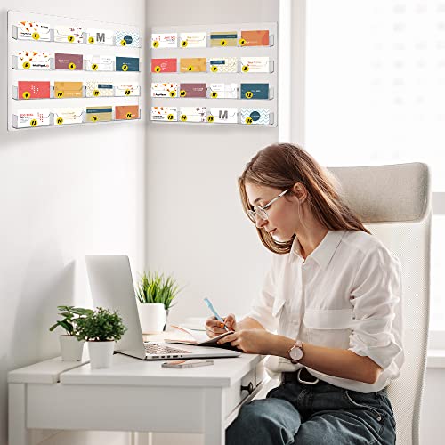 TURSTIN Business Card Holder Wall Mount Clear Sticker Display Marketing Holder Acrylic Business Card Stand Multi Pocket Rack Organizer Space Saver for Home Office (16 Pockets) - style: 16 Pockets