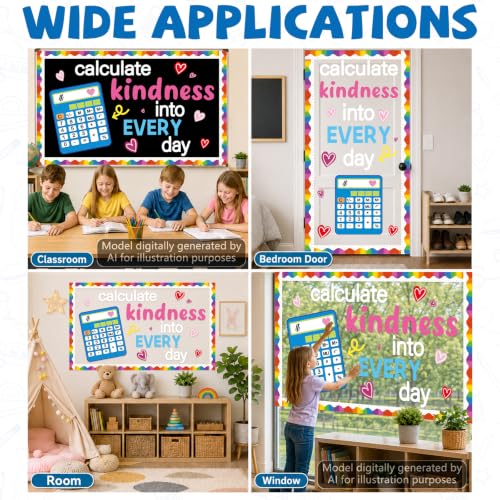 Math Kindness Bulletin Board Set Mathematics Classroom Decorations Inspirational Calculate Kindness Into Every Day Paper Cutouts Back to School Bulletin Board Border for School Office Wall Door Decor - style: Math Kindness