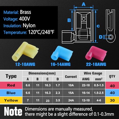 110Pcs Right Angle Spade Connector Kit, with Flag Terminal Crimper - style: Spade Connectors Kit