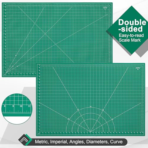 Density-upgraded 24" x 36" Large Self Healing Sewing Mat, Idemeet Rotary Cutting Mat 5-Ply Cut Board for Crafts Hobby Project, Scale Size 24" x 36", A1, Green - color: Green, size: 36.8"L x 24.8"W