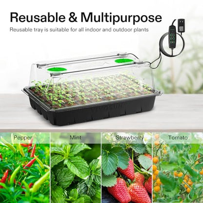 VIVOSUN 6-Pack Seed Starter Kit, 240-Cell Tray, 2 Set of LED Lights - size: 6-Pack 240-Cell, style: Trays with 2 Sets Lamps