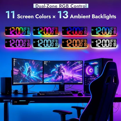16.5" Large Digital Wall Clock for Classroom, Sync Screen RGB Backlight