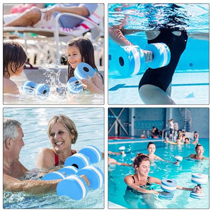 2Pc Water Dumbells Water Aerobic Exercise Foam Dumbbell Pool Resistance Aquatic Dumbbell EVA Yoga Barbell Exercise Fitness Equipment Exercises Equipment for Weight Loss - color: Blue