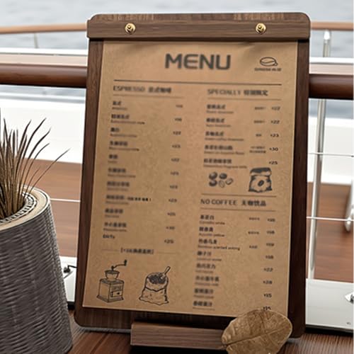 13.39×9.45 Inch Solid Walnut 2‑in‑1 Menu Clipboard, Vertical Display Sign - size: A4 Vertical Version