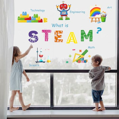 LHIUEM Large STEAM Wall Decal Colorful Steam Bulletin Board Wall Stickers - color: Steam