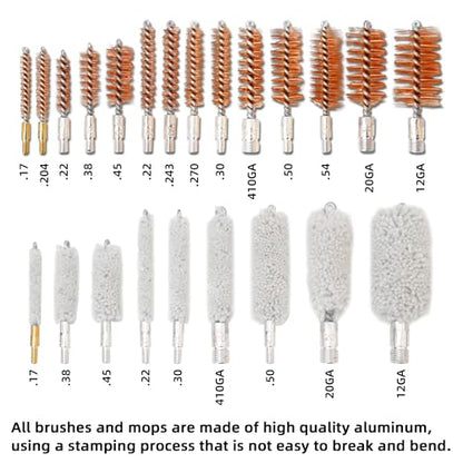 BESTNULE Gun Cleaning Kit for All Guns, Brass Rods w/Chamber Cleaning Pads - style: Plastic Jags and Loops