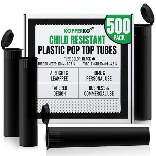 Kopperko Small Pill Tube, 116mm, 500 Pack, Black - color: Black, size: 500 Tubes