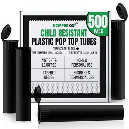 Kopperko Small Pill Tube, 116mm, 500 Pack, Black - color: Black, size: 500 Tubes