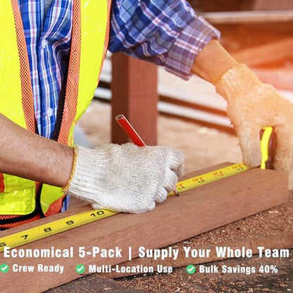 Tape Measure 16 ft, Easy Read Measuring Tape with Fractions 1/8, Retractable 16-Foot by 3/4-Inch Blade with Durable Coating & Impact-Resistant Case for Contractors & DIY - 5 PCS - size: 16 Ft