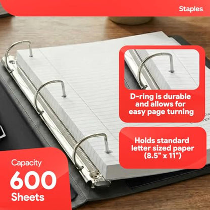 Staples Better 3-Inch D-Ring Binder, Heavy-Duty, Black, 600 Sheets - color: Black, size: 3-Inch