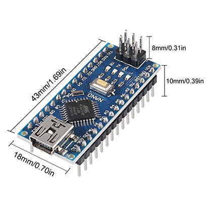 2-Pack Nano Board, D-FLIFE for Nano V3.0 ATmega328P CH-340 Development Board Without Cable Mini USB Port with PIN Headers Pin Unsoldered (Welding) - color: welding