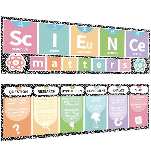 Lonfliness Composition Notebook Science Classroom Decoration Pastel Science Banner and Poster Back to School Bulletin Board Set for Laboratory Bulletin Board Learning Chalkboard Decor Teacher Supplies - style: Composition