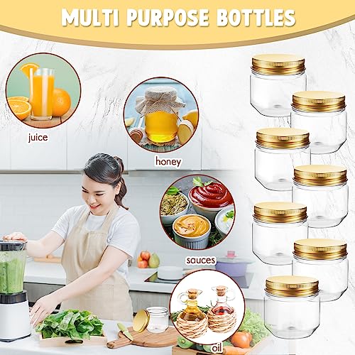 Tanlade 60 Pcs 3 oz Clear Plastic Mini Mason Jars with Lids, Gold - color: Gold