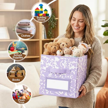 LemonRoad 6 Fabric Cube Storage Bin 11'' Classroom Bin, Macaron, Label - color: Macaron Color, style: Label