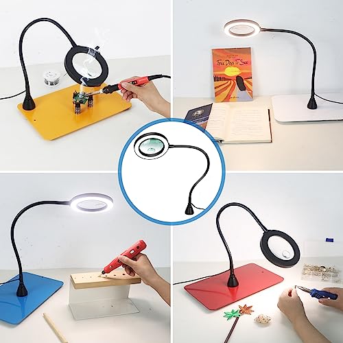Magnetic Magnifying Lamp Soldering Flexible Gooseneck 10x&5X - color: Gray